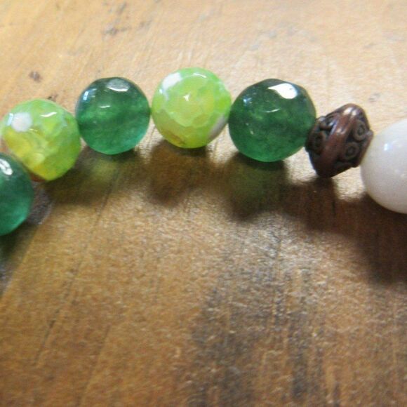 MERRISOTA JEWELRY Jade Agate Green  Aventurine Stretch Bracelet Size 6 3/4" NEW - Picture 4 of 6